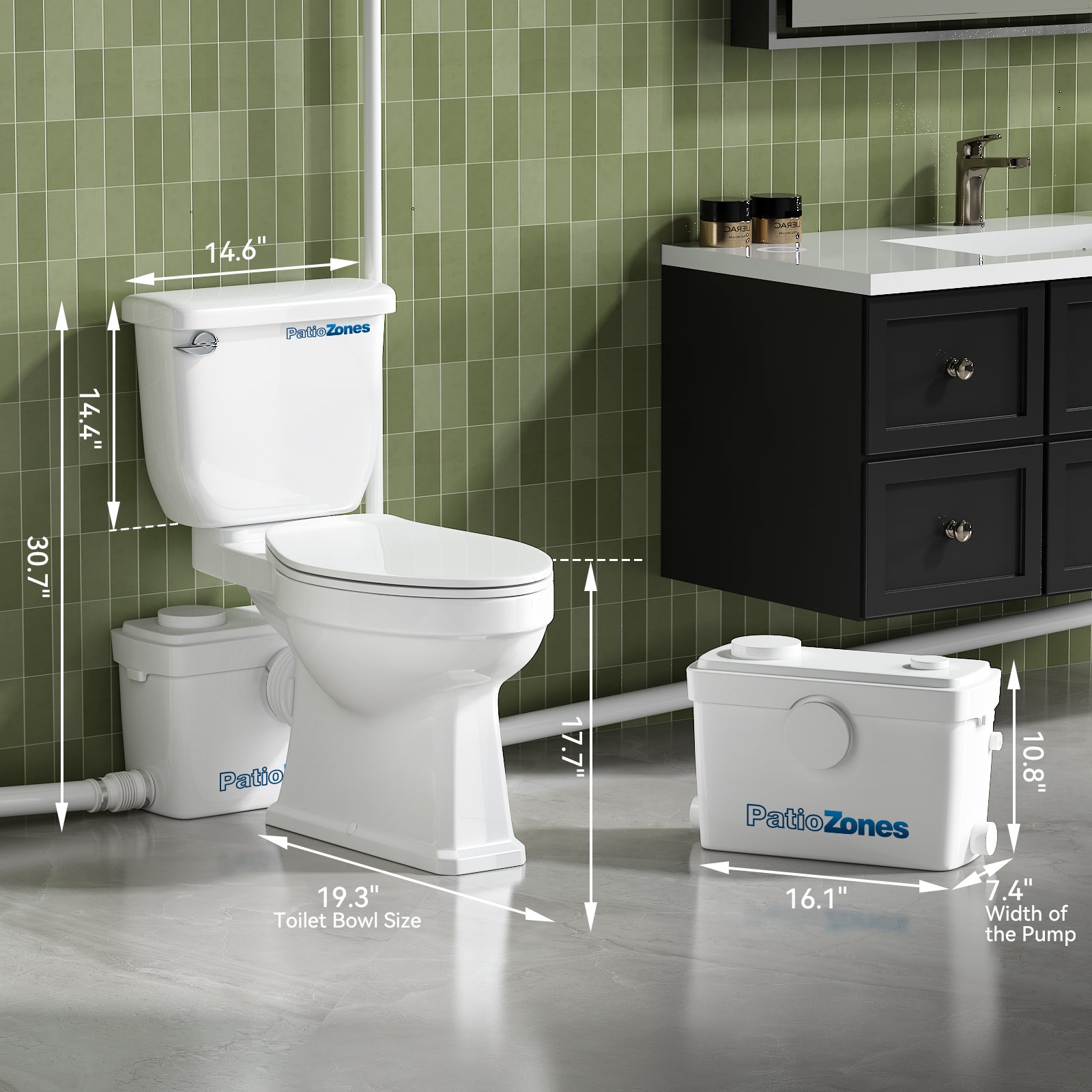 Easy-Installing 750W Macerator Toilet in White Color LS-FLO750 PatioZones